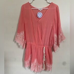 NWT Umgee Pink V-Neck Romper Size S